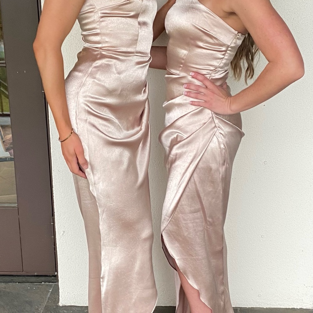 Champagne one shoulder dress